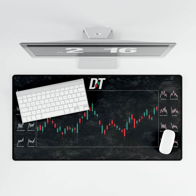 Day Trading Desk Mat Stock Market Theme Mouse Pad for Home Office Setup