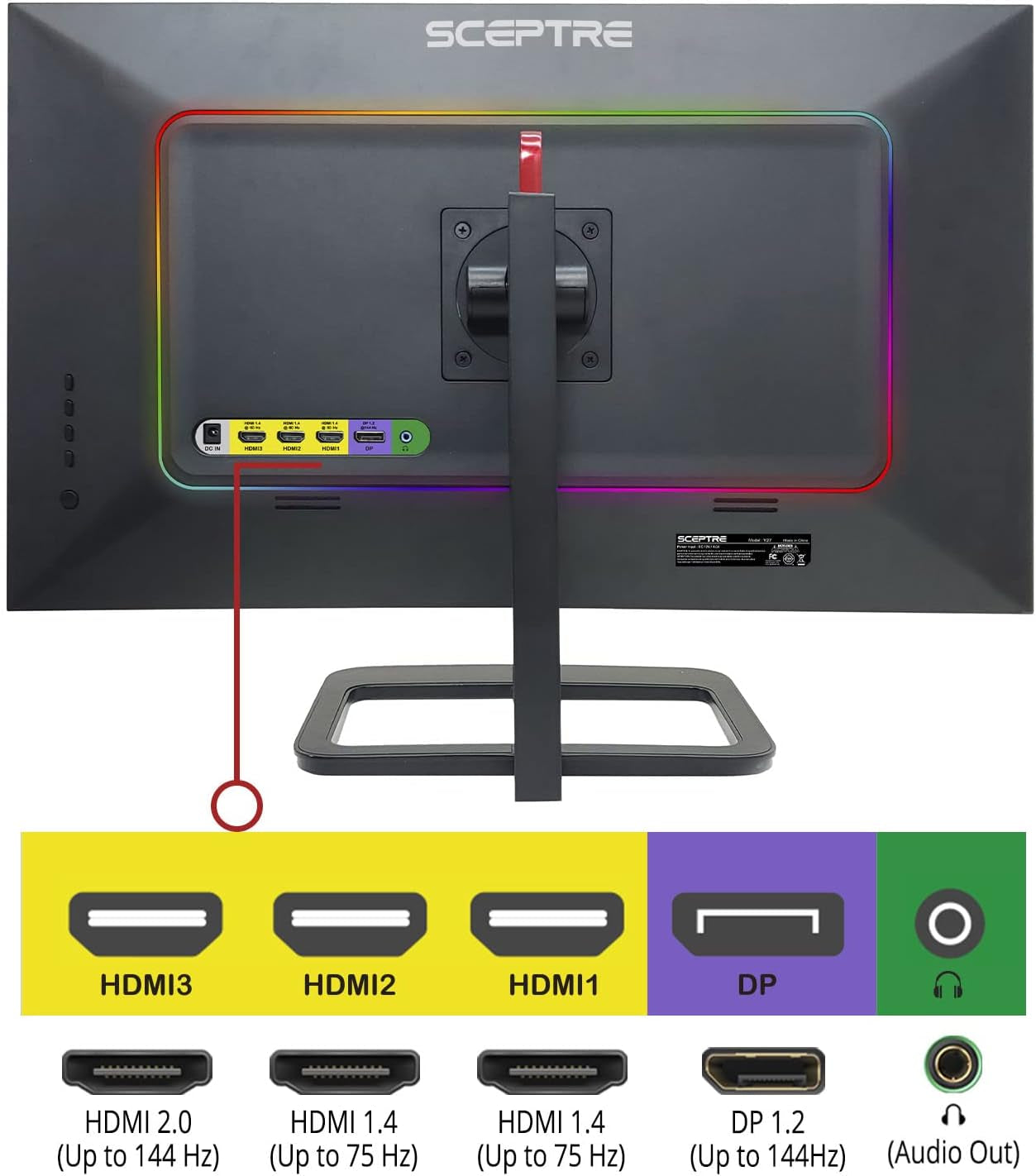 27 Inch QHD IPS LED Monitor 2560X1440 HDR400 HDMI Displayport up to 144Hz 1Ms Height Adjustable, Build-In Speakers, Gunmetal Black (E275B-QPN168)