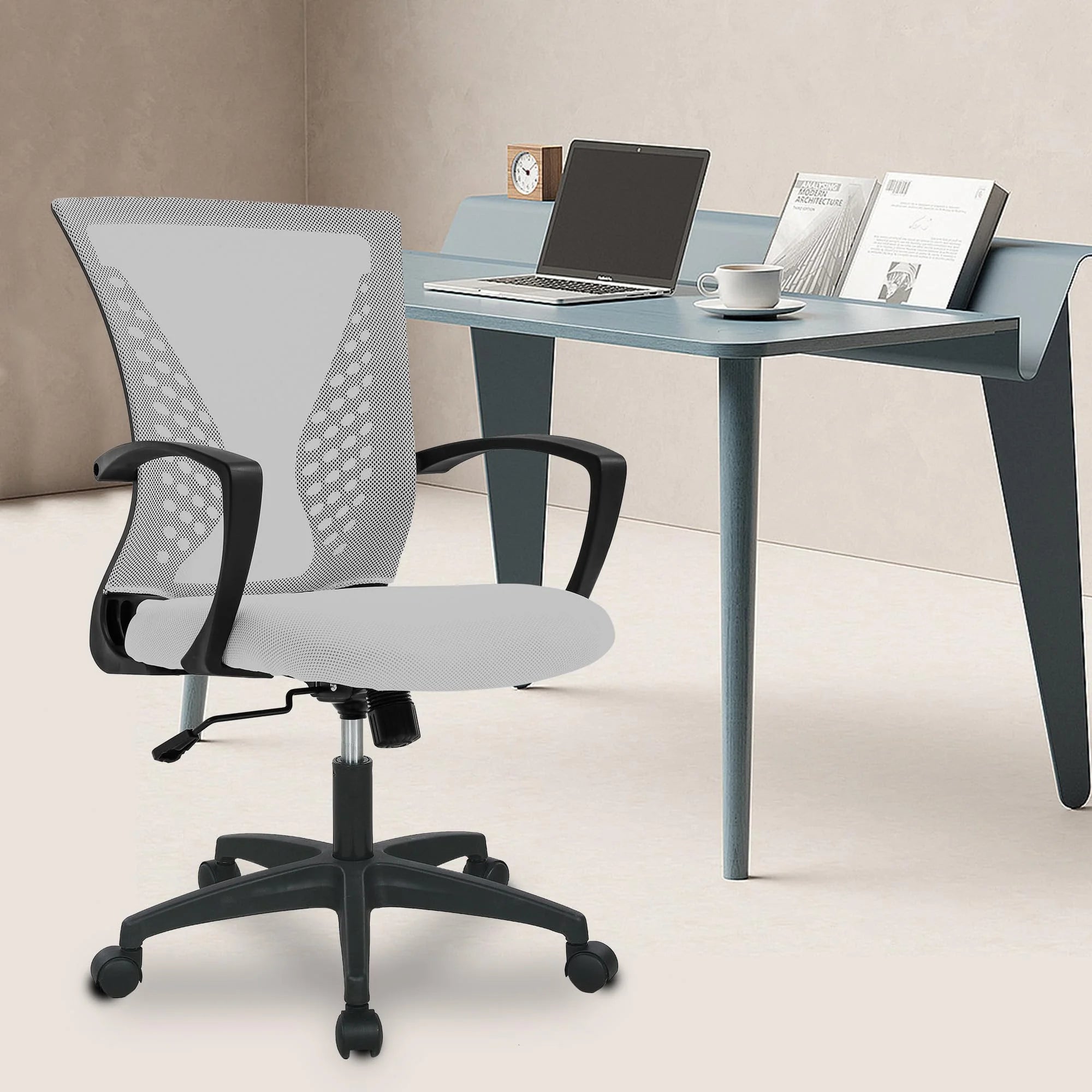 Ergonomic Office Chair, Lumbar Support, Adjustable Height with Armrests for Adults(Grey)