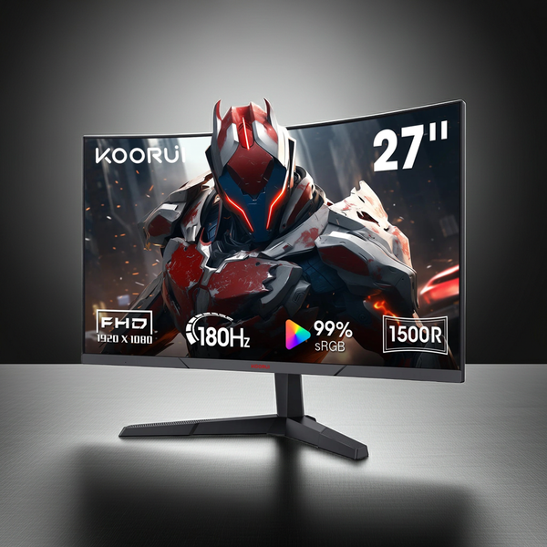 27 Inch Curved Gaming Monitor, 180Hz FHD Computer Monitors, 100% Srgb, Adaptive-Sync, 27E6CA