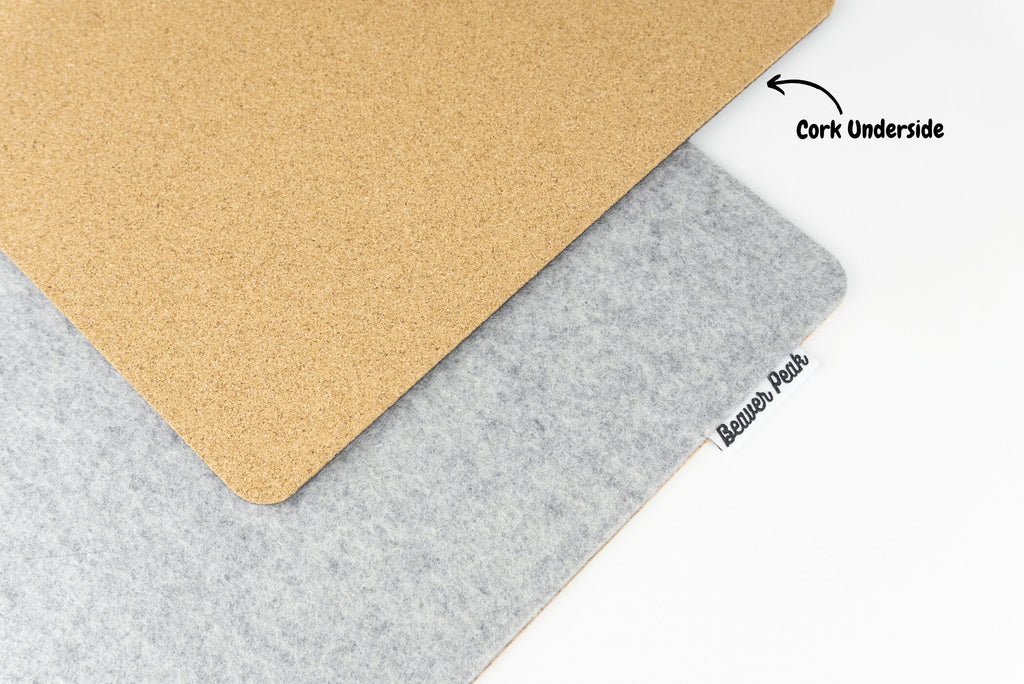 Felt and Cork Desk Mat, Wool and Cork Desk Mat, Anti-Microbial Wool Desk Pad, anti Slip Cork Layer, Merino Wool Laptop Mat, Made in Canada