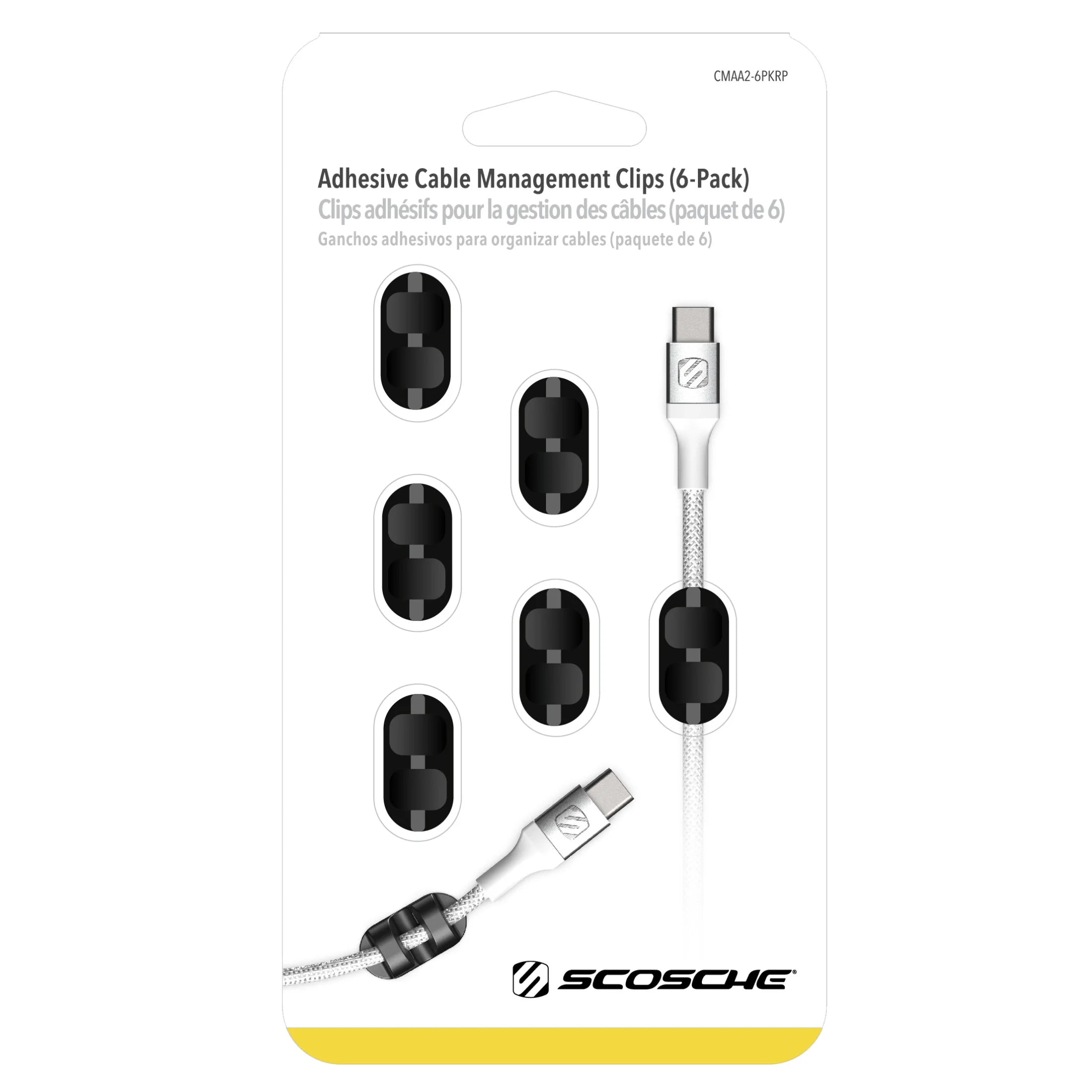CMAA2-6PKRP Stickem 6 Pack Adhesive Cable and Wire Management Organizer Clips Holders Black
