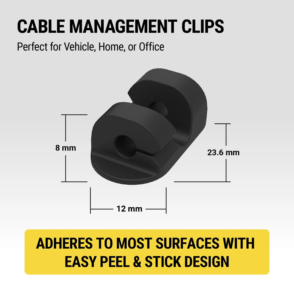 CMAA2-6PKRP Stickem 6 Pack Adhesive Cable and Wire Management Organizer Clips Holders Black