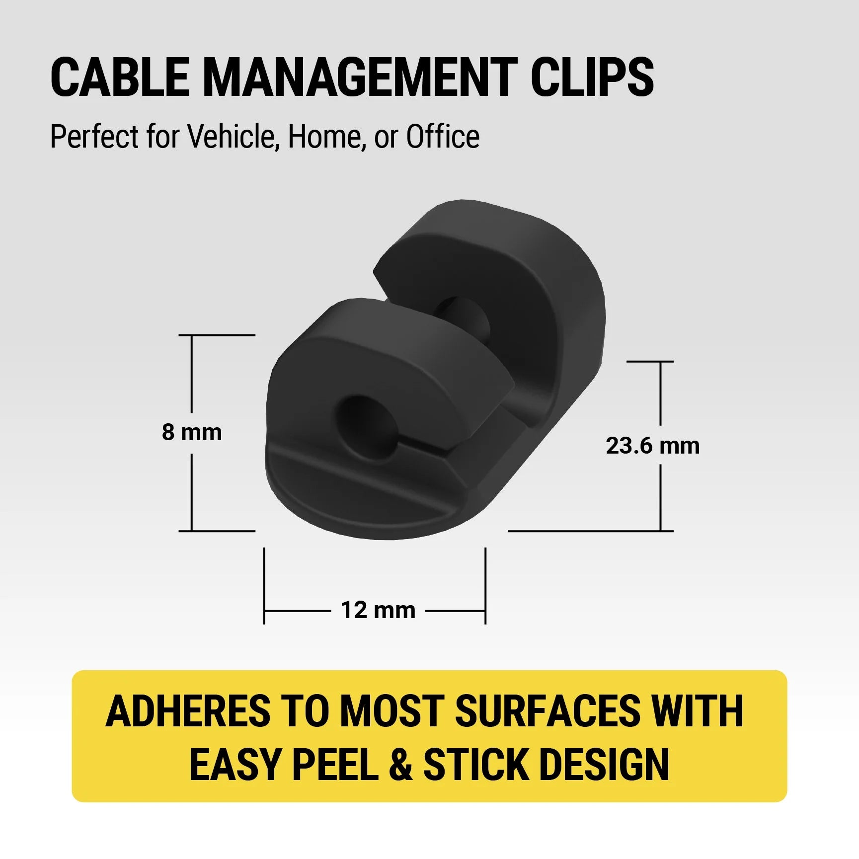 CMAA2-6PKRP Stickem 6 Pack Adhesive Cable and Wire Management Organizer Clips Holders Black
