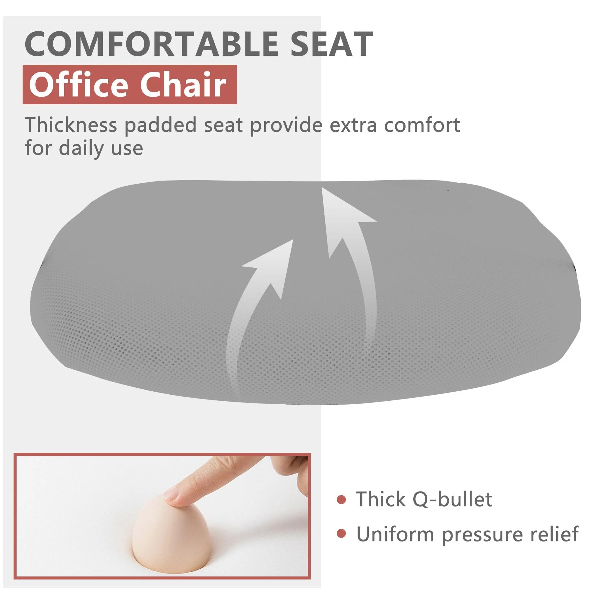 Ergonomic Office Chair, Lumbar Support, Adjustable Height with Armrests for Adults(Grey)