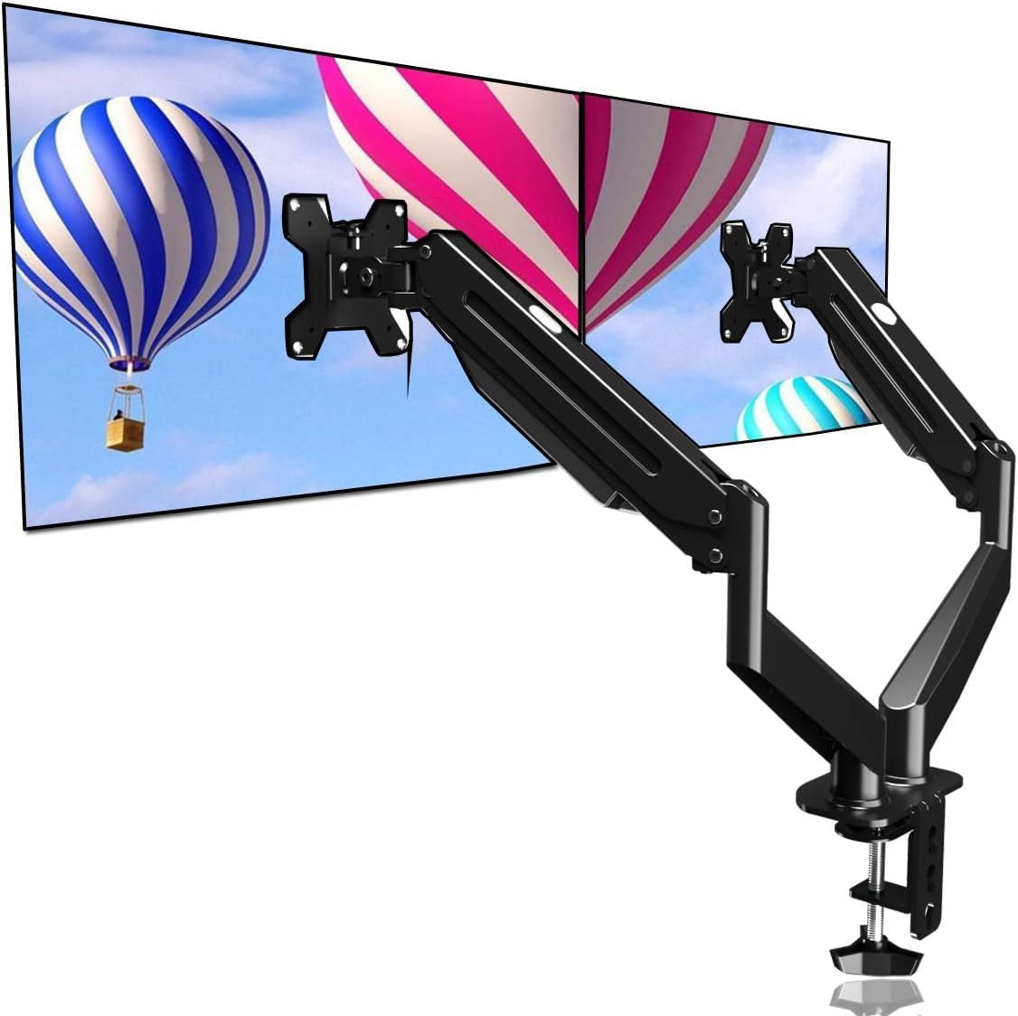 Dual Monitor Mount Stand-Height Adjustable Gas Spring Monitor Arm Desk Mount for 2 Computer Screens 17 to 32 Inches - Each Arm Holds up to 22Lbs,Black(Md8Sp)